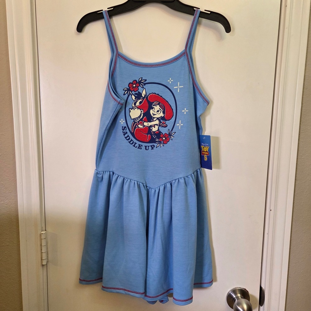 Wild Fable Light Blue Knit Romper Spaghetti Strap Red Contrast Stitching Small